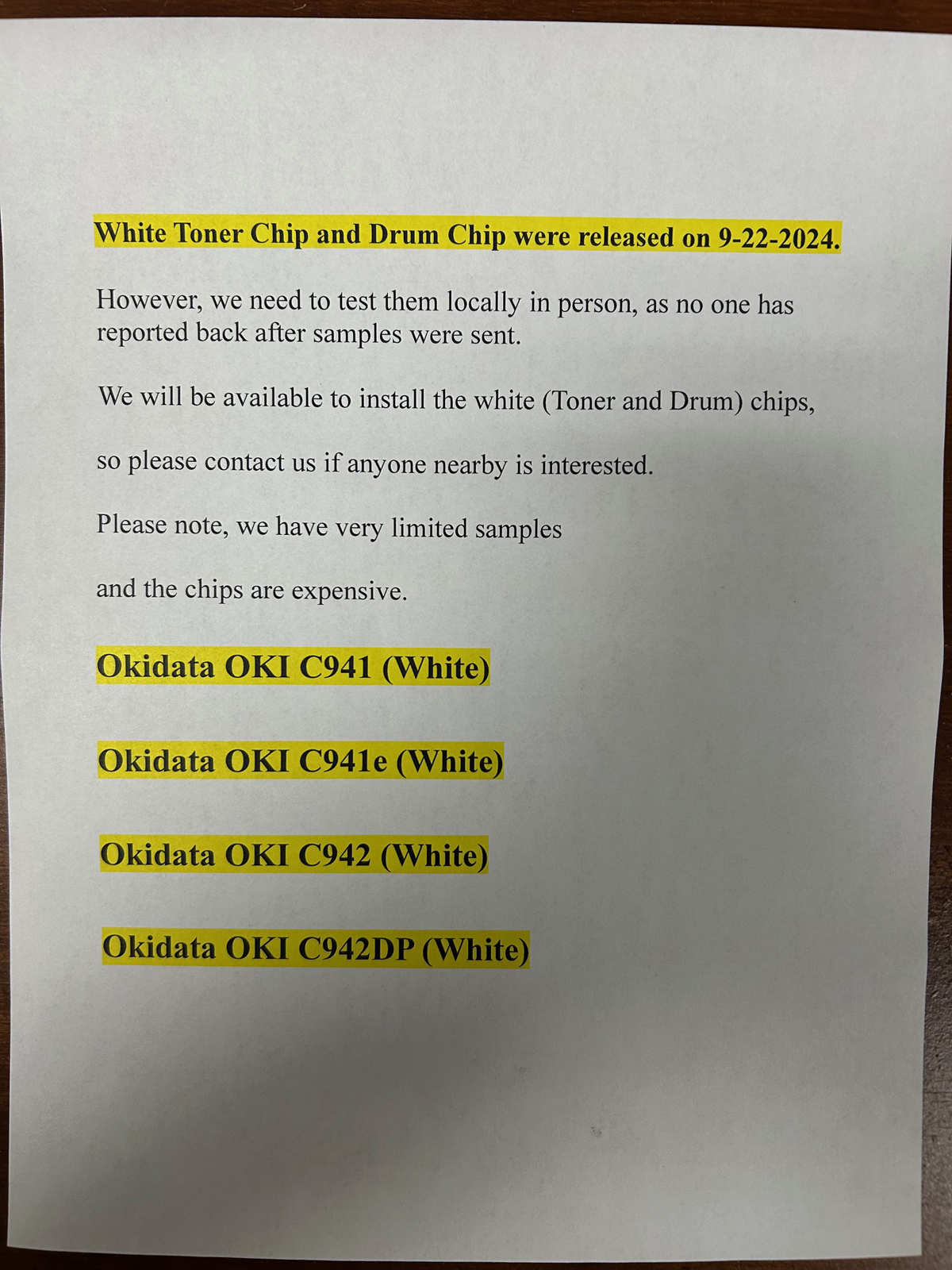 " Image Drum " Reset Chip for OKI C900 series, C911, C931, C941, C942 , C941 (White), C941e (White), C942 (White), C942DP (White) - Image 2