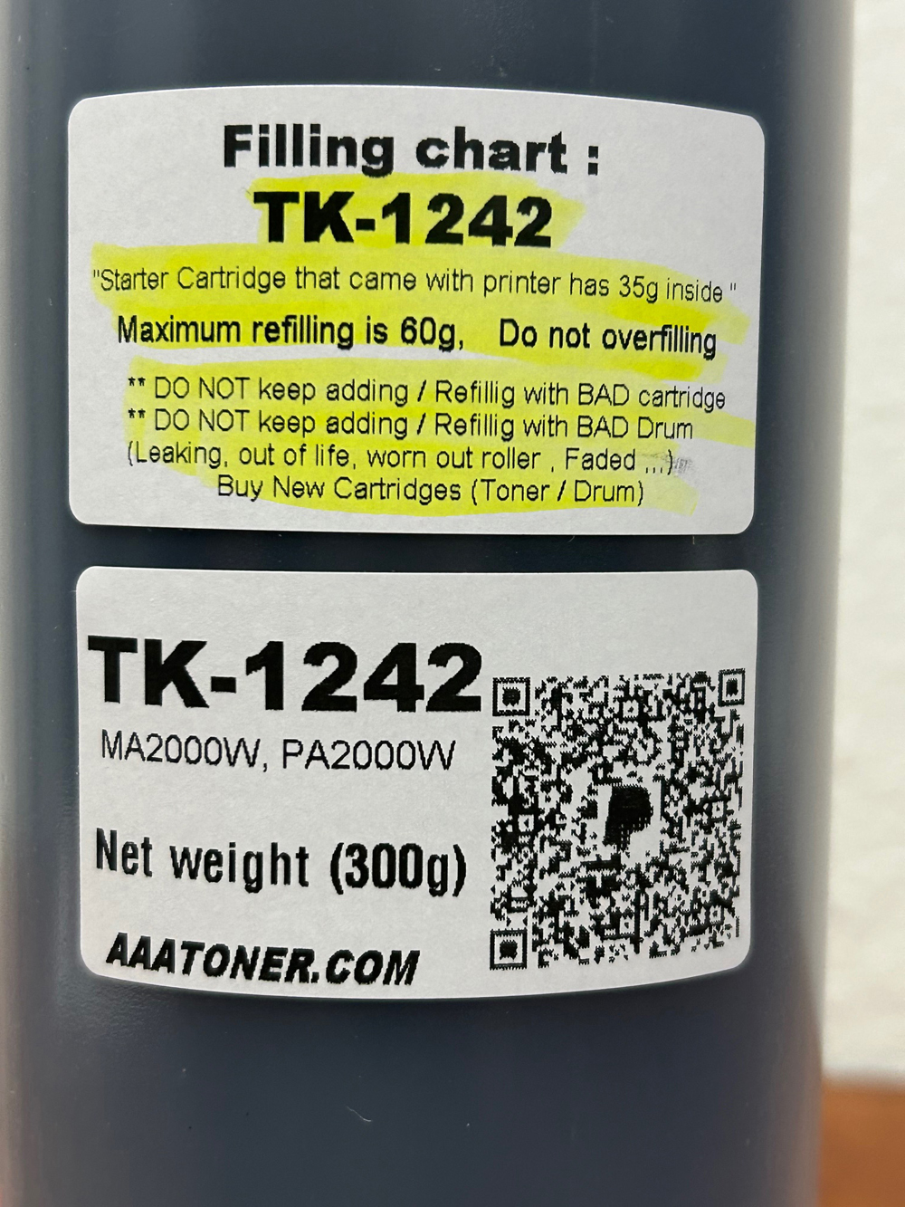 (300g) Toner Refill for TK-1242, TK1242 for Kyocera MA2000W, PA2000W - Image 2
