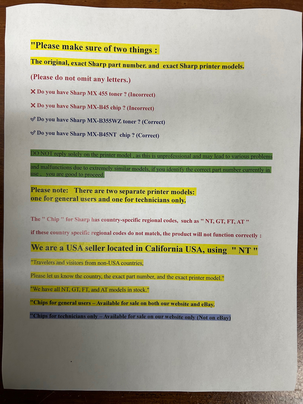 Toner Chip, Toner Refill for for Sharp MX-B350P, MX-B350W, MX-B376W, MX-B450P, MX-B450W, MX-B476W (MX-B35NT, MX-B45NT) (6 models) - Image 2