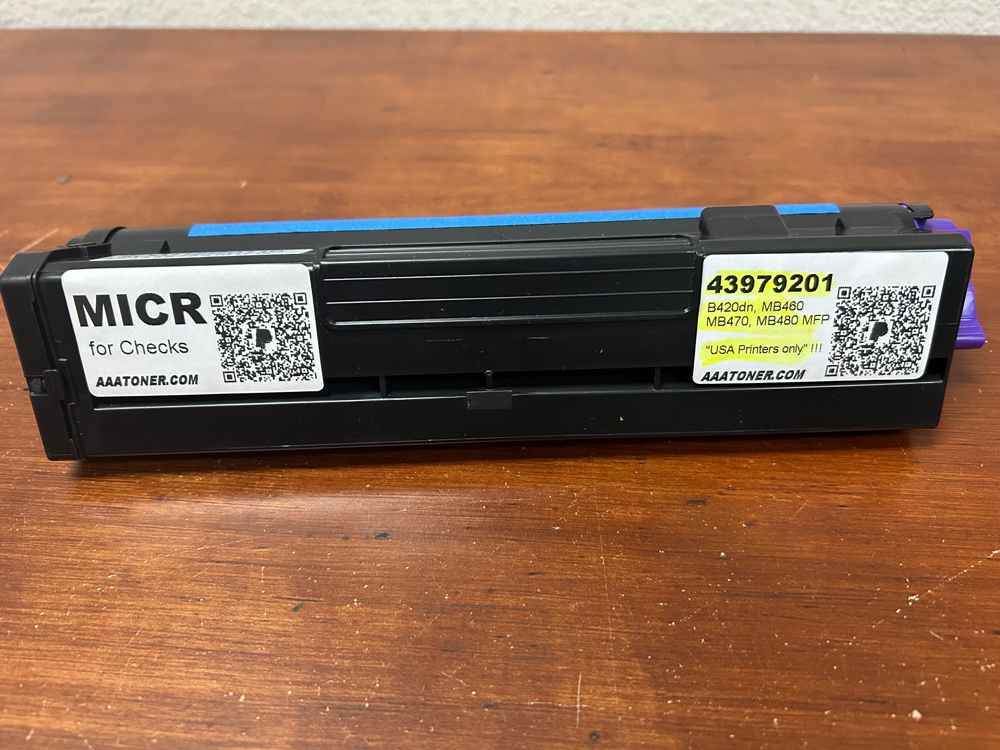 MICR (43979201) Remanufactured Toner Cartridge for OKI B420, B430, B440, MB460, MB470, MB480 (7k) Check Printing