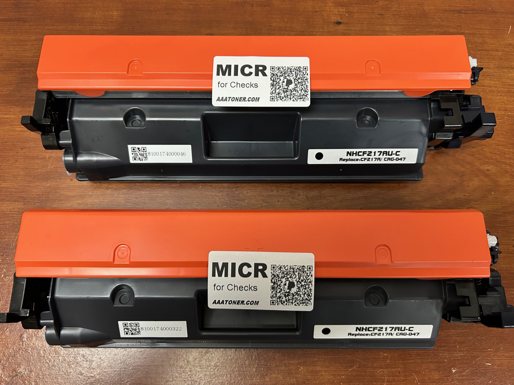 2 x (MICR Check Print) Remanufactured Toner Cartridge for HP CF217A (17A) , Canon 047 Toner Cartridge