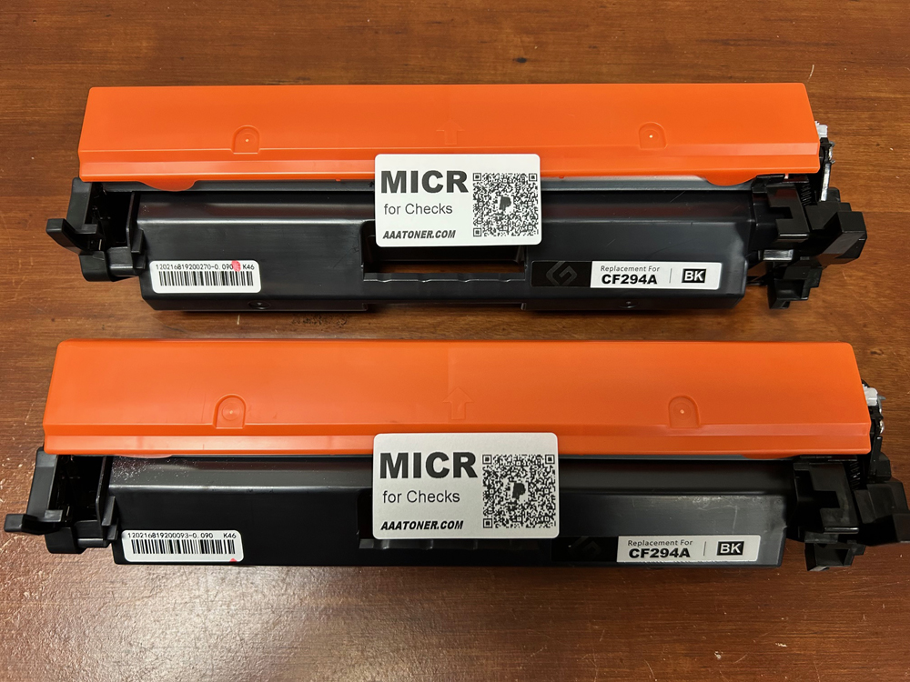 2 x (MICR Check Print) Remanufactured Toner Cartridge for HP CF294A (94A) Toner Cartridge