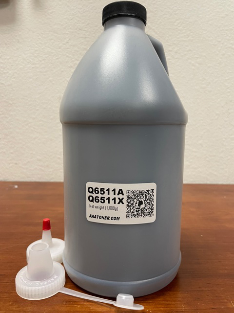(1,000g) Bulk Refill Toner for HP Q6511A, Q6511X (11A, 11X), Laserjet 2410, 2420, 2430
