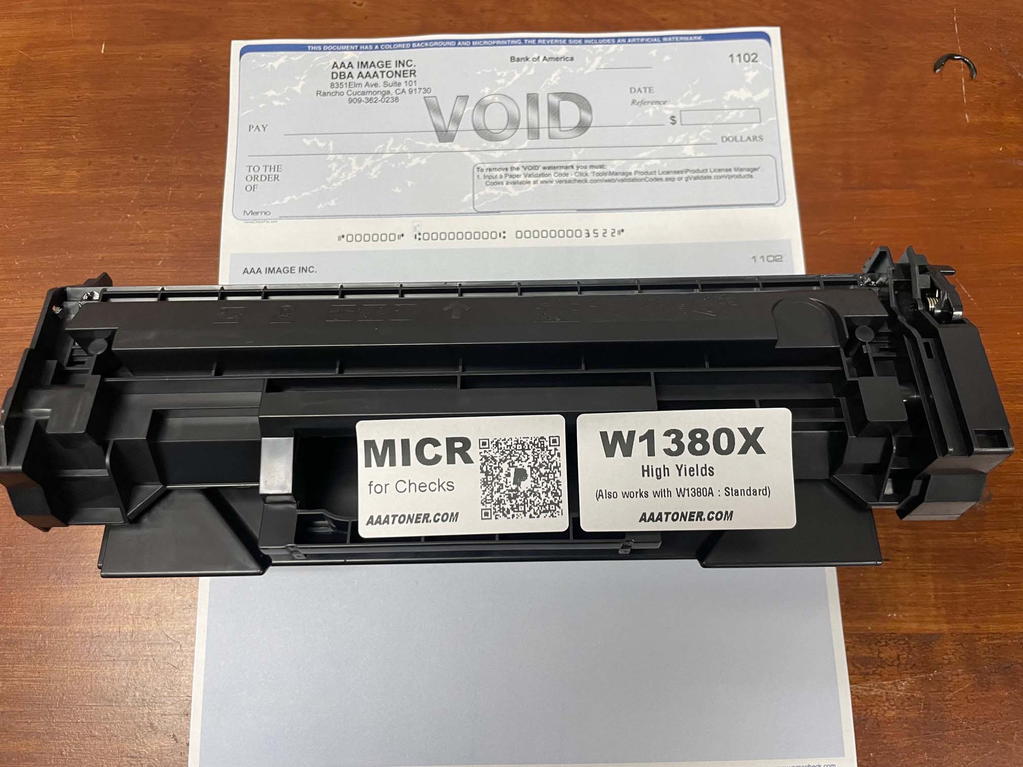 MICR (Check Print) Remanufactured Toner Cartridge for HP W1380X (138X), LaserJet 3001, 3101, Pro 3001dw, Pro 3001dwe, Pro MFP 3101fdwe