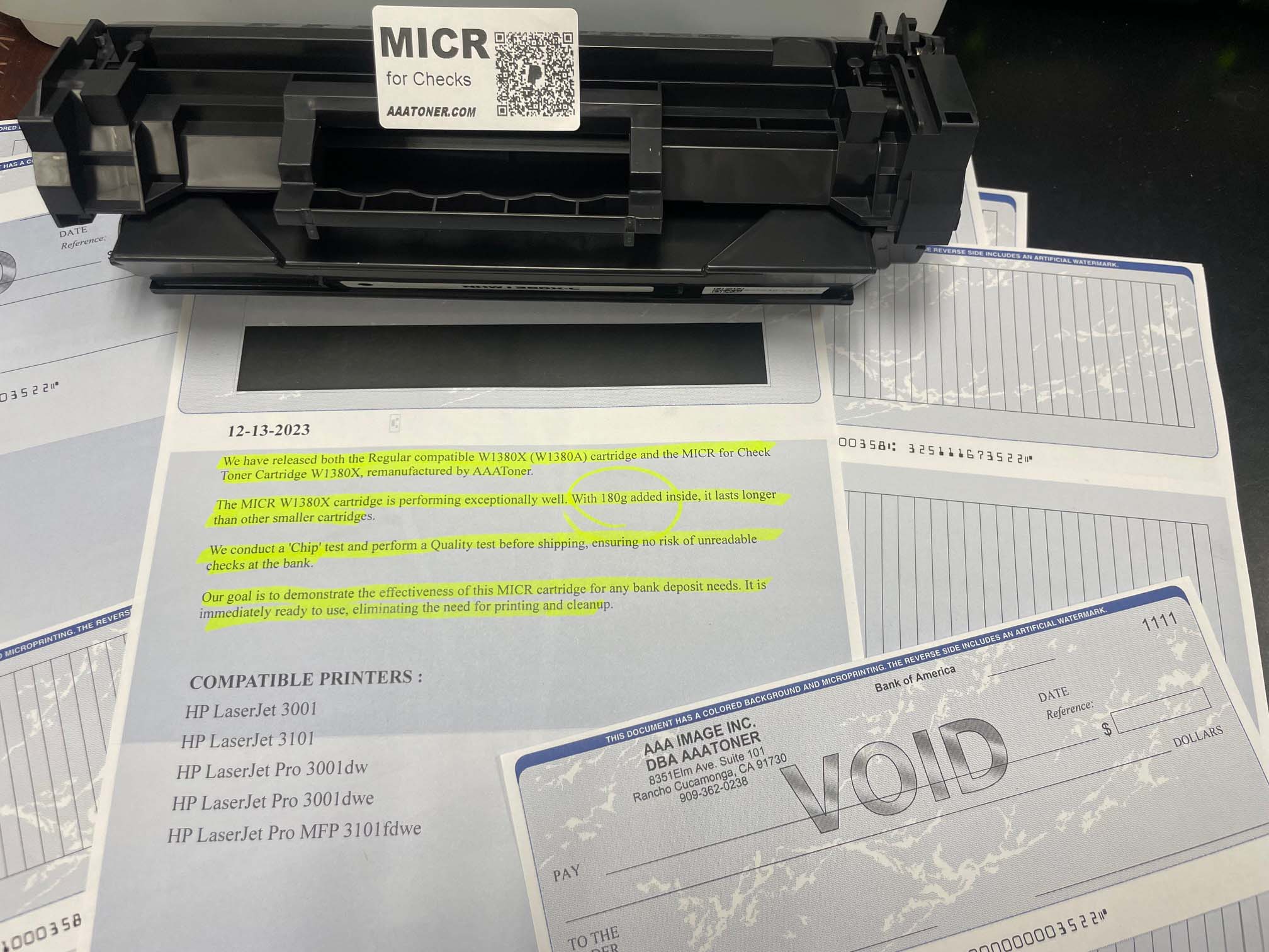 MICR (Check Print) Remanufactured Toner Cartridge for HP W1380X (138X), LaserJet 3001, 3101, Pro 3001dw, Pro 3001dwe, Pro MFP 3101fdwe - Image 5