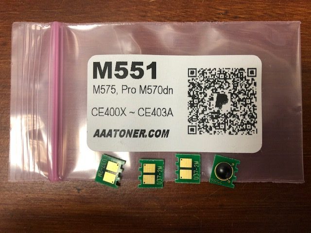 Toner Chips for HP CE400X (CE400A), CE401A, CE402A, CE403A, Color LaserJet M551, M575, M570dn (507X, 507A)