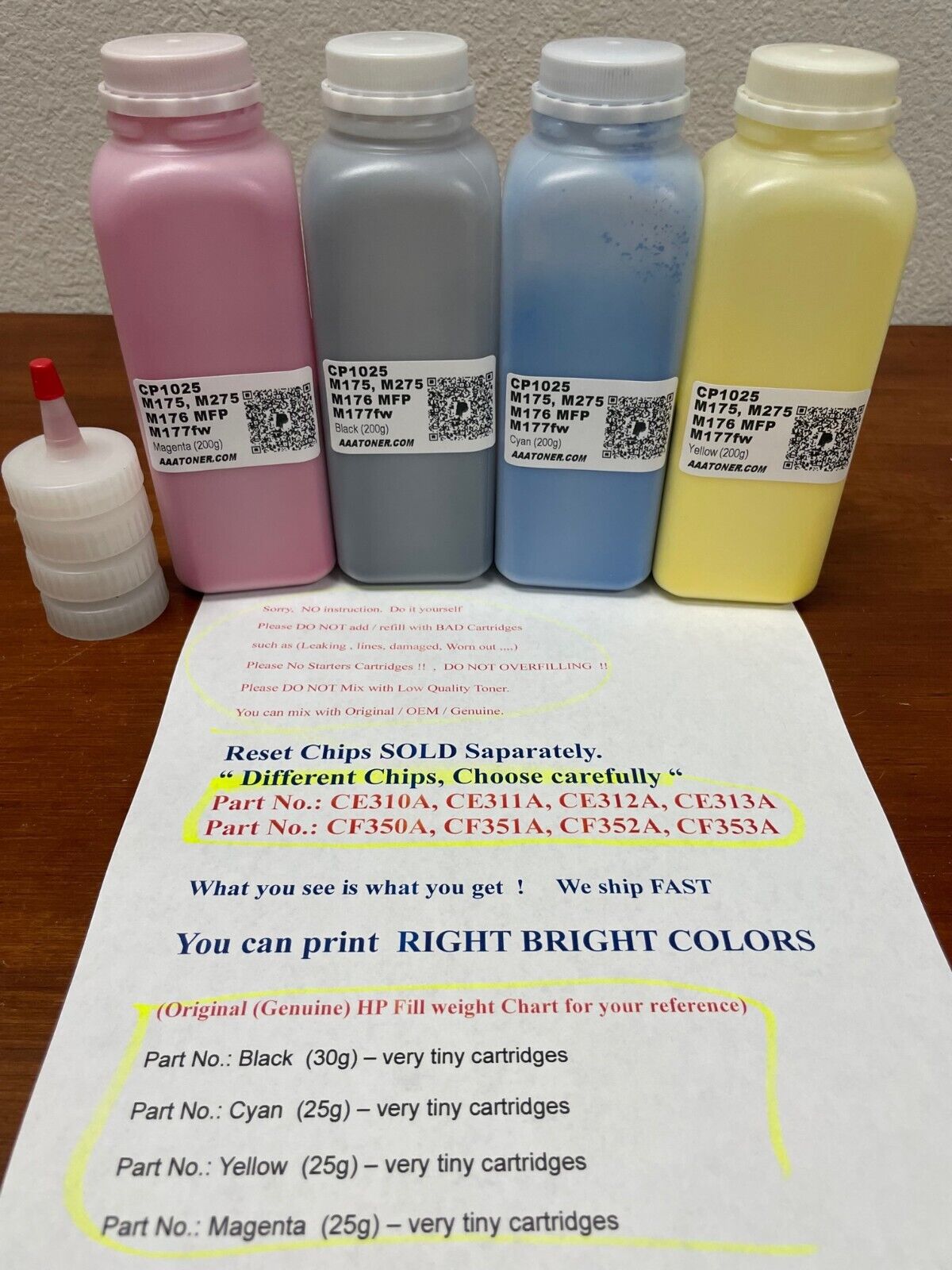 Toner Refill for HP Color LaserJet Pro M176, M176n, M177fw, Pro CP1025nw, M175a, M175nw, M275nw