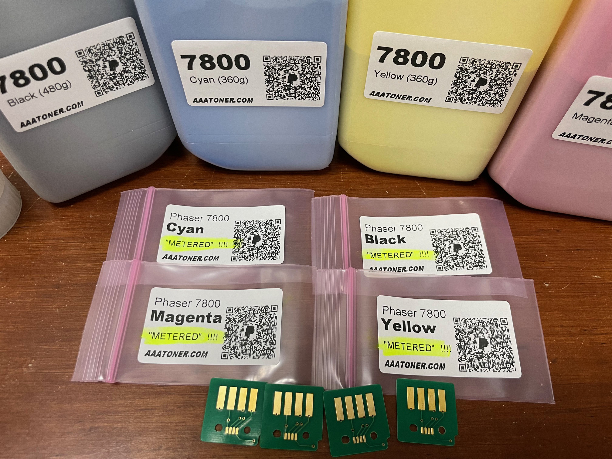 (480g/360g) 4 Toner Refill for Xerox Phaser 7800, 7800DN, 7800DX, 7800GX + 4 Chips - Image 9