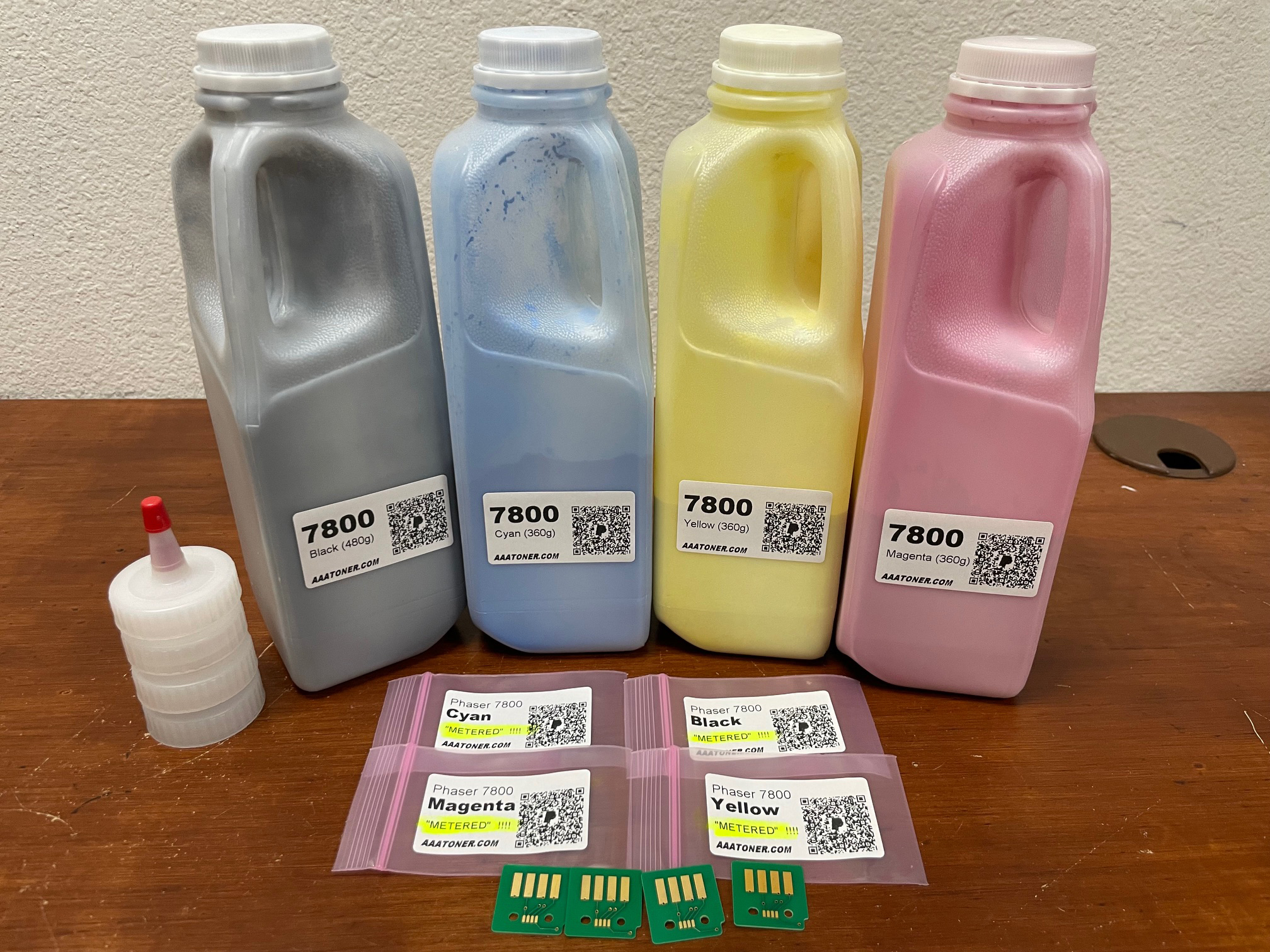 (480g/360g) 4 Toner Refill for Xerox Phaser 7800, 7800DN, 7800DX, 7800GX + 4 Chips - Image 8