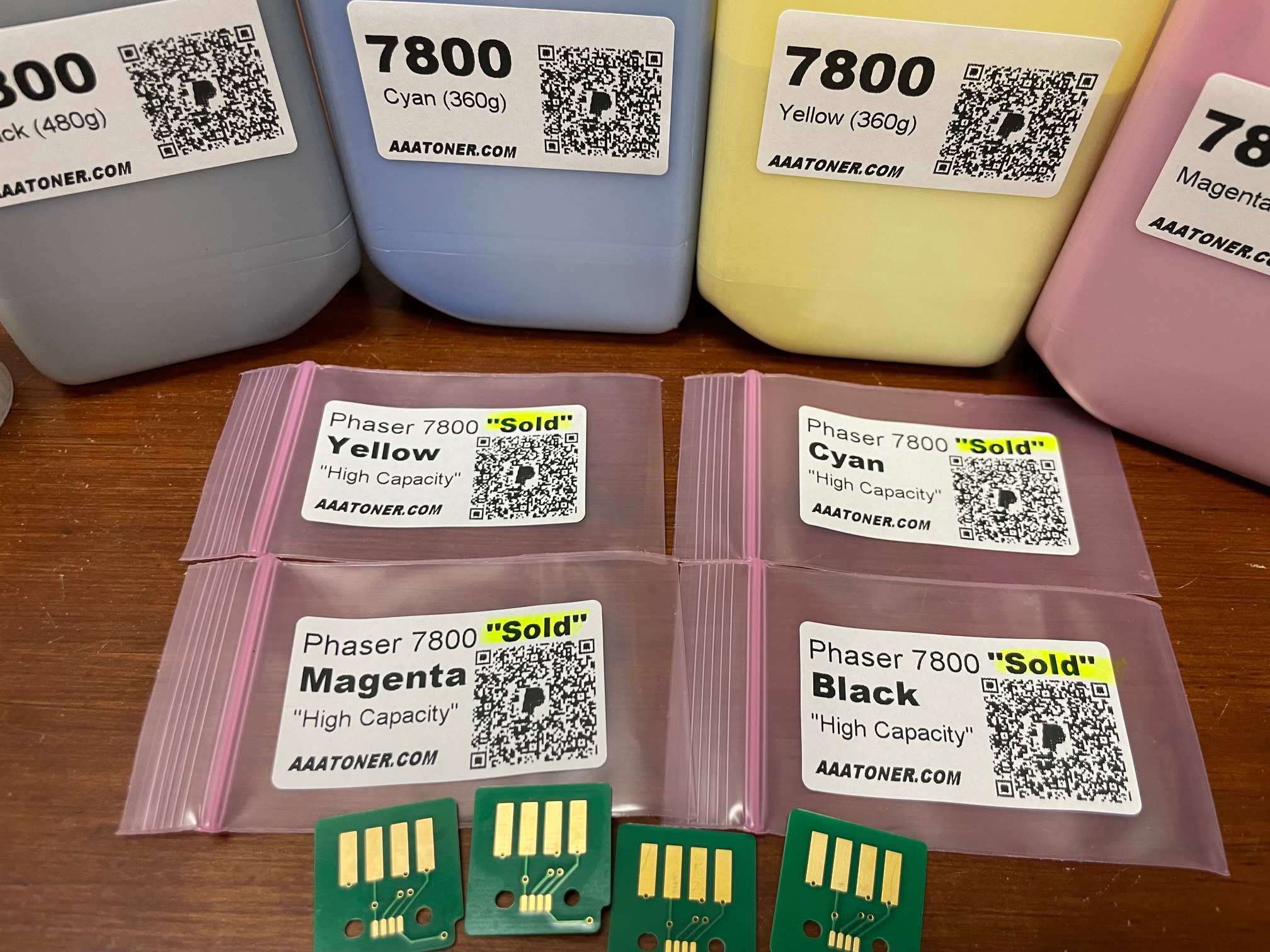 (480g/360g) 4 Toner Refill for Xerox Phaser 7800, 7800DN, 7800DX, 7800GX + 4 Chips - Image 5