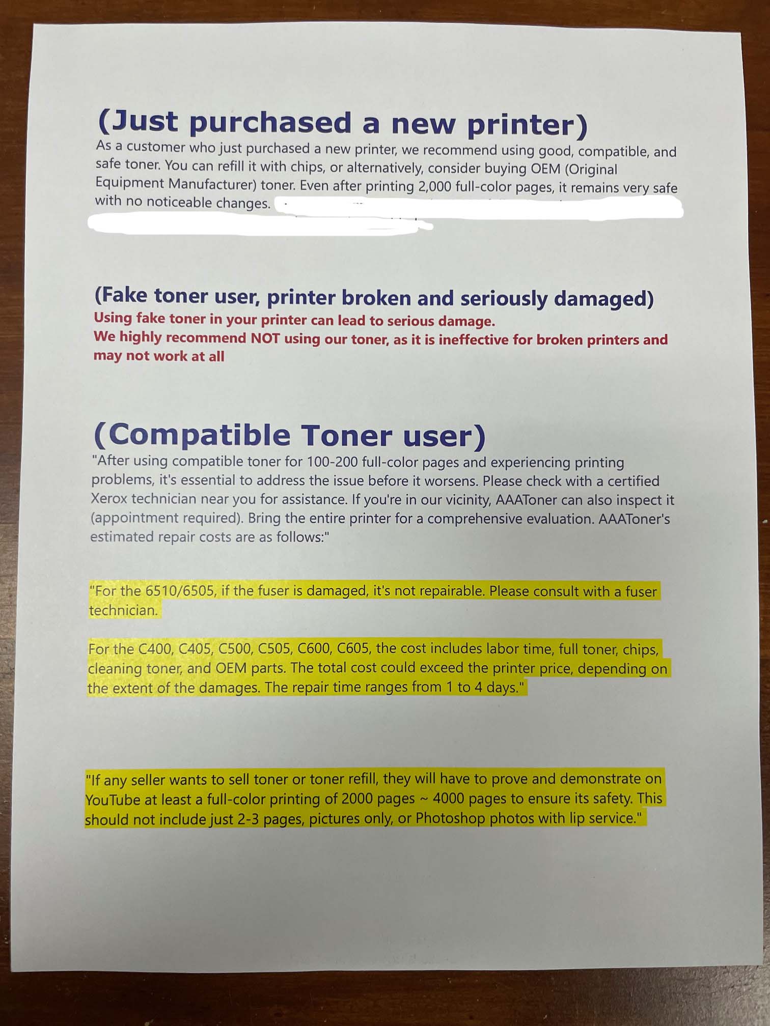 (250g x 4) EXTRA High Capacity Toner Refill for Xerox VersaLink C605 + 4 Chips (W. Europe only) - Image 4