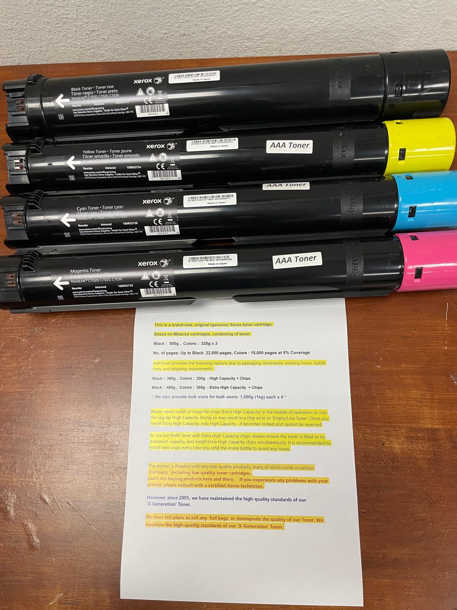 Toner Refill for Xerox VersaLink C7020, VersaLink C7025, VersaLink C7030 (Sold, USA / W. Europe) - Image 2