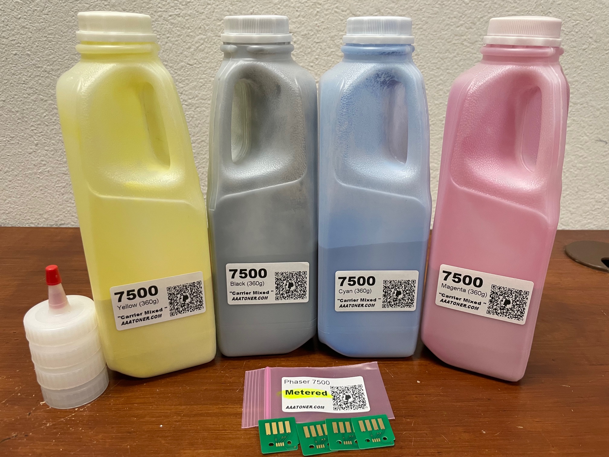 (360g x 4) 4 Toner Refill for Xerox Phaser 7500, 7500N, 7500DN, 7500DT, 7500DX + 4 Chips (METERED) !!!