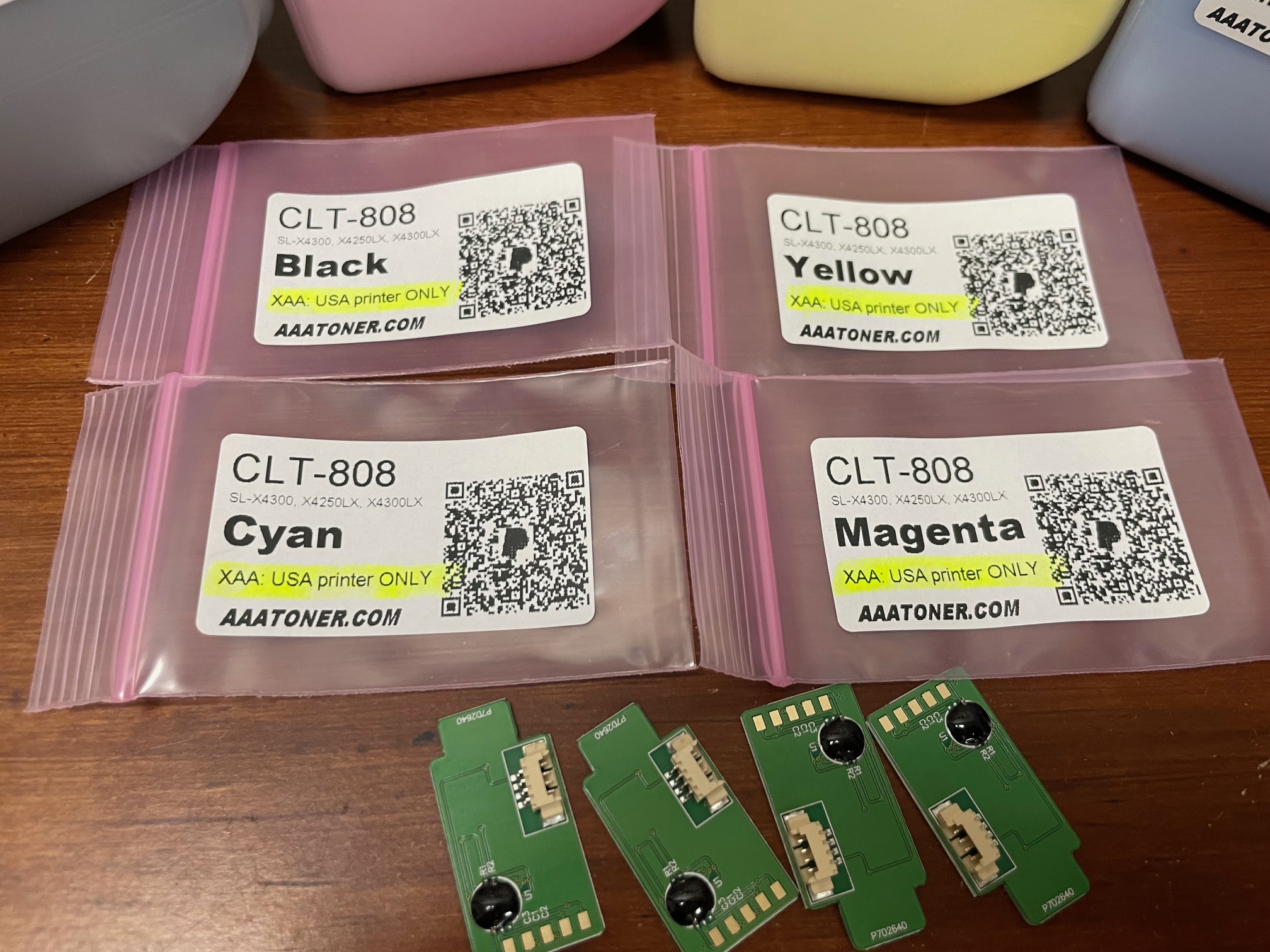 (615g/470g) 4 Toner Refill for Samsung MultiXpress SL-X4300LX, X4250LX, X4300LX (CLT-808) + 4 Chips - Image 2