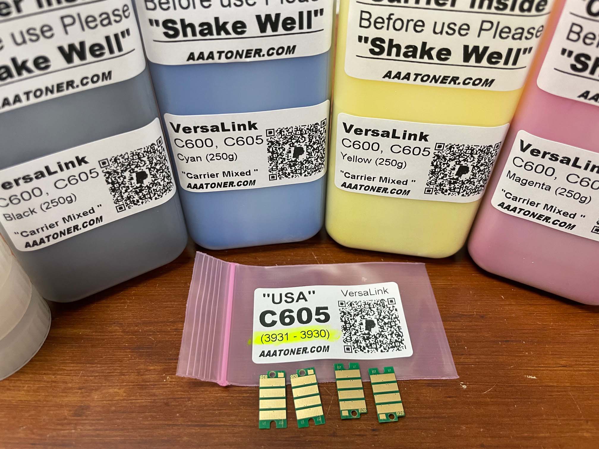 (250g x 4) EXTRA High Capacity Toner Refill for Xerox VersaLink C605 + 4 Chips (USA) - Image 2