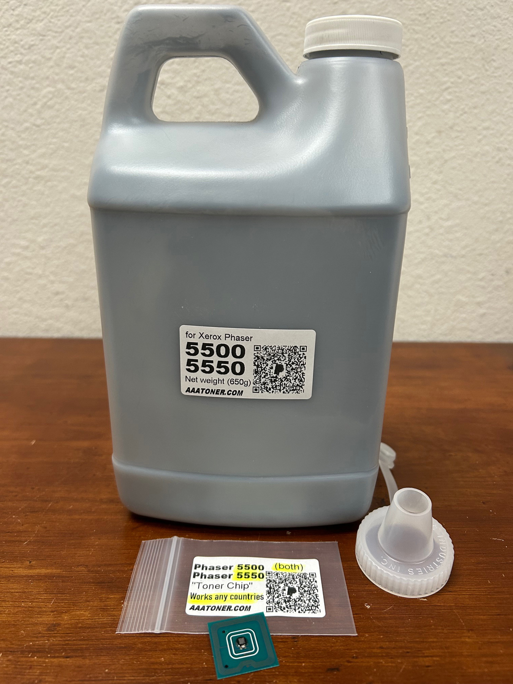 (650 grams) Refill Toner for Xerox Phaser 5500, 5500B, 5500DN, 5500DT, 5500DX, 5500N + Chip