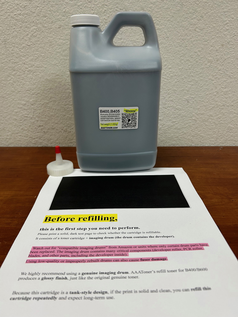 FOREVER refillable Toner Refill for Xerox VersaLink B600, B605, B610, B615