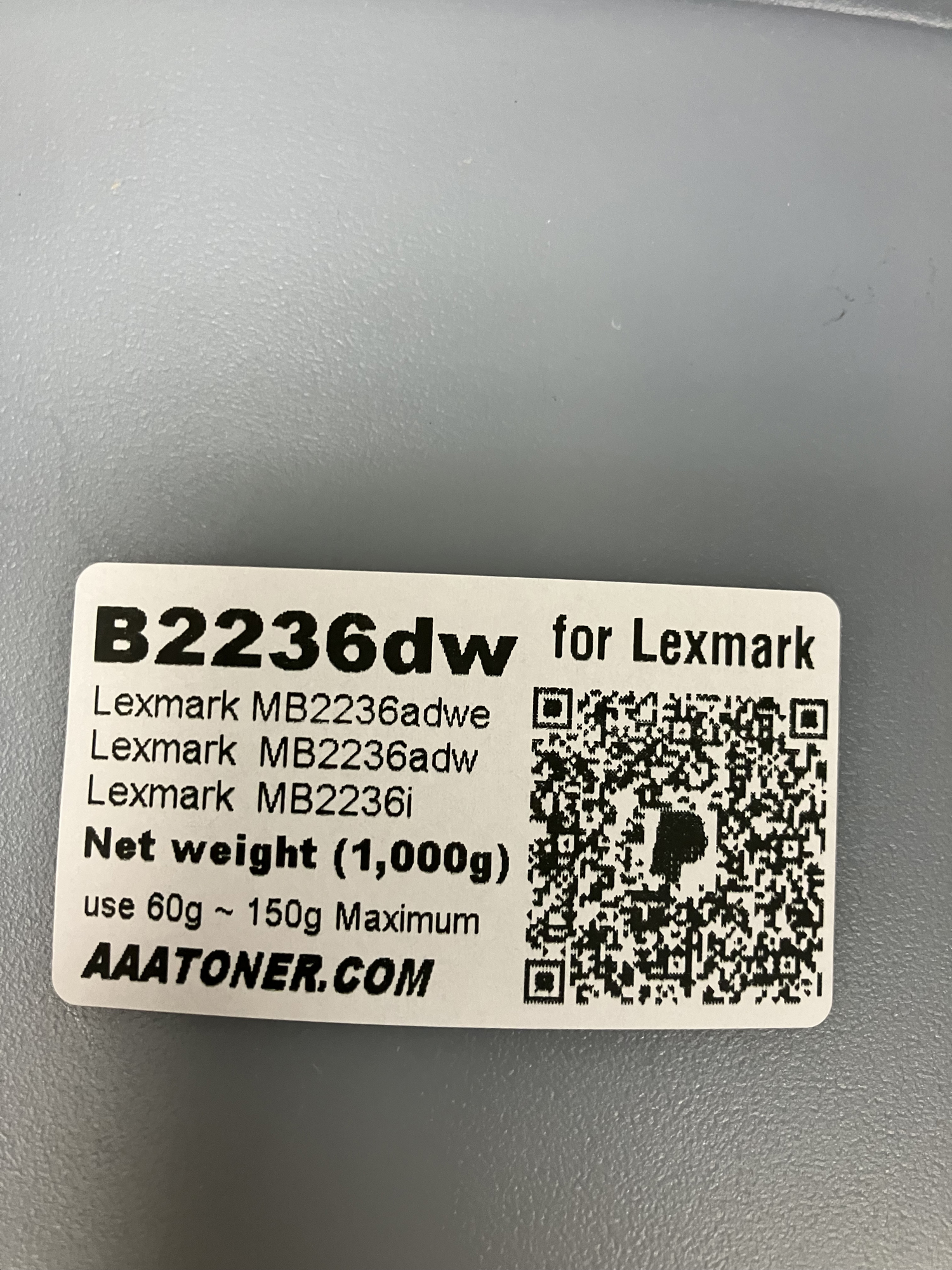 (1,000g) BULK Toner Refill for Lexmark B2236dw, MB2236adw, MB2236adwe, MB2236i - Image 2