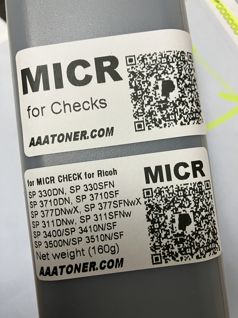 MICR Check Print (160g) Toner Refill for Ricoh SP 3710DN, SP 3710X, SP 3710SF, M 320F, SP 330DN, SP 330SFN, SP 377DNwX, SP 377SFNwX, SP 311DNw, SP 311SFNw, SP 3400, SP 3410, SP 3500N, SP 3510DN, SP 3510SF - Image 2