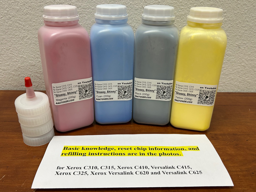 Toner Refill for Xerox C310, C315, Xerox C410, Versalink C415, Xerox C325, Xerox Versalink C620 and Versalink C625 color printers