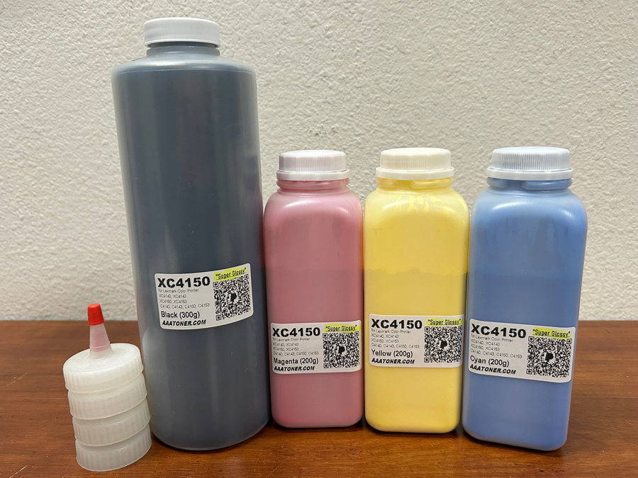(300g/200g) 4 Toner Refill for Lexmark XC4150, XC4140, XC4143, XC4153, C4140, C4143, C4150, C4153 (REFILL ONLY)