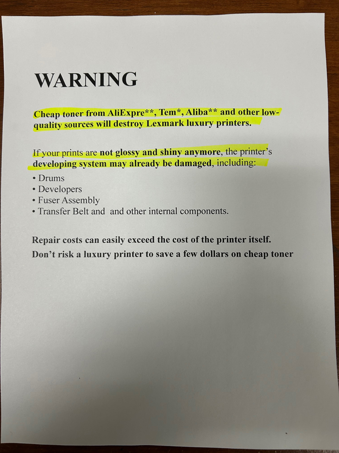 (300g/200g) 4 Toner Refill for Lexmark XC4150, XC4140, XC4143, XC4153, C4140, C4143, C4150, C4153 (REFILL ONLY) - Image 2